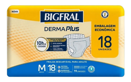 Fralda Geriátrica Bigfral Derma Plus Econ M (c/18) - Bigfral