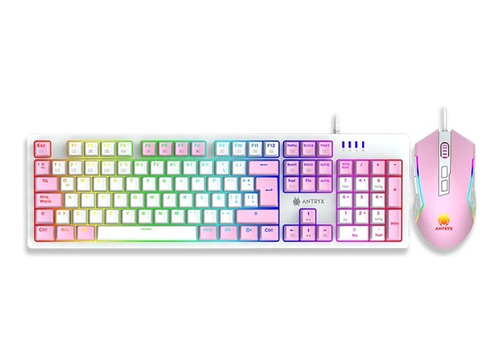 Teclado Mecánico Y Mouse Antryx Gc-5400 Pink Con Red Switch