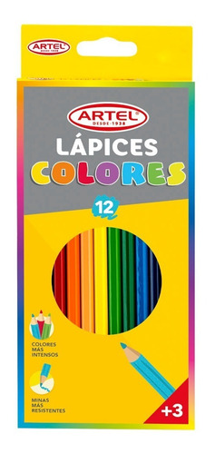 Estuche 12 Lápices De Color Creyones Largos Artel