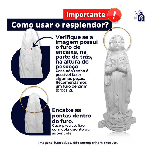 Resplendor Sacro Auréola 9cm Para Imagens 30cm A 40cm Cor Dourado