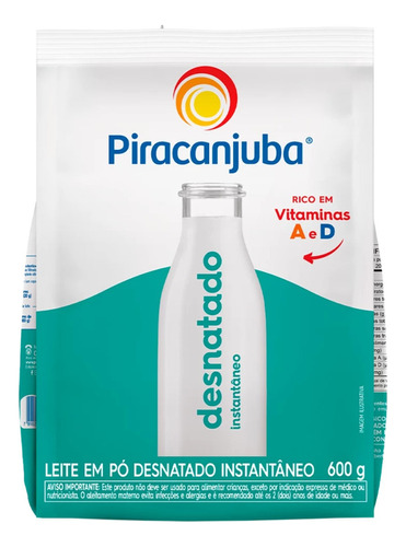 Leite Pó Instantâneo Desnatado Piracanjuba Sachê 600g