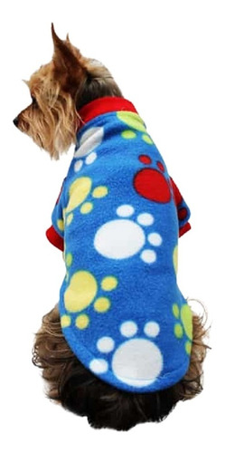 Suéter Polar P/perro C/huellas Color Azul Talla 2 Pet Pals