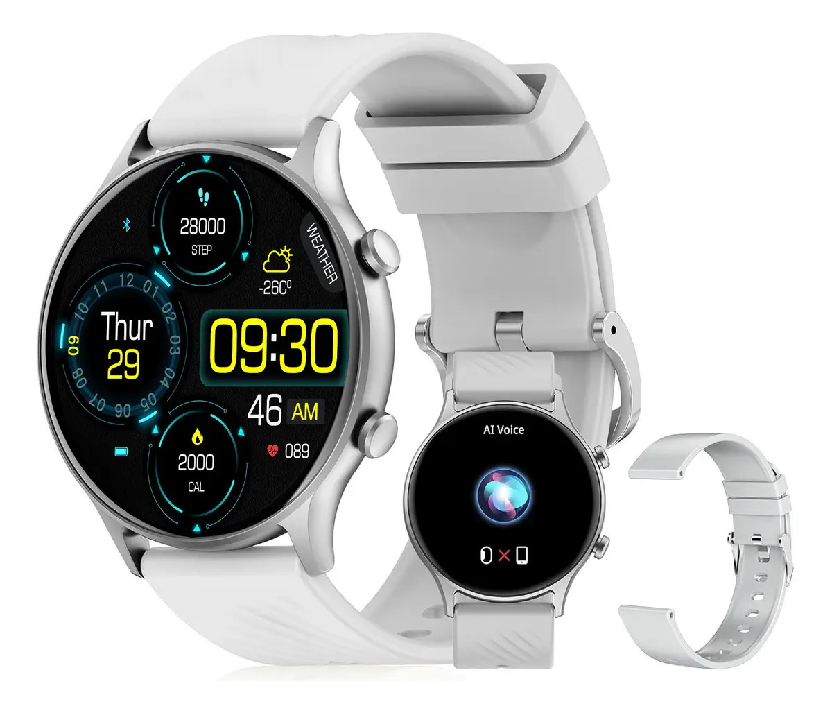 Smartwatch PEJE ZW04 Tela Touch HD 1.39" IP68 À Prova d'Água 2 Pulseiras Bluetooth Chamadas 123+ Modos Esportivos Masculino e Feminino para Android iOS