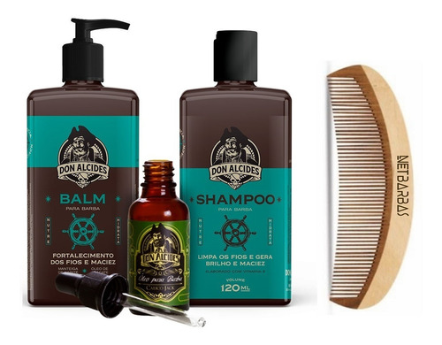 Kit Shampoo + Balm + Óleo + Pente - Calico Jack Don Alcides 