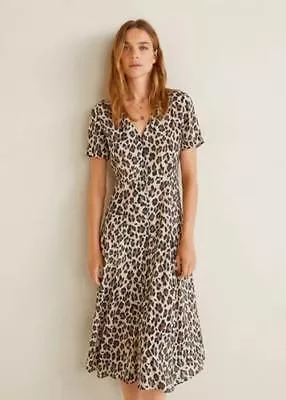 Nuevo Vestido Estampado Leopardo De Mango Para Mujer Cuotas sin interés