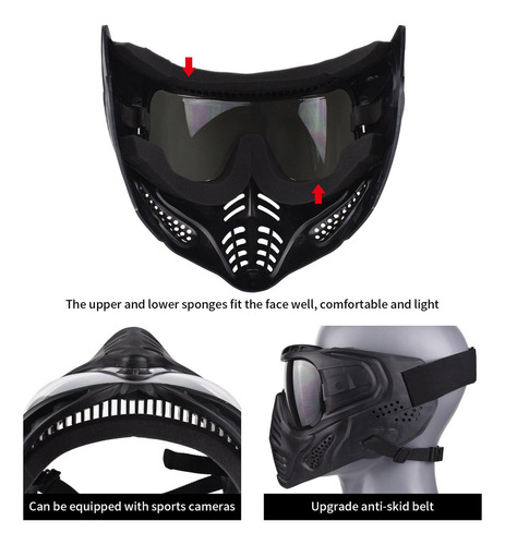 - Máscara De Cara Completa Cs Paintball Juegos Lente