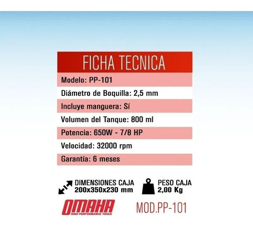 Imagen 4 de 10 de Equipo Pintar Latex Omaha 650w Compresor Soplete Pistola