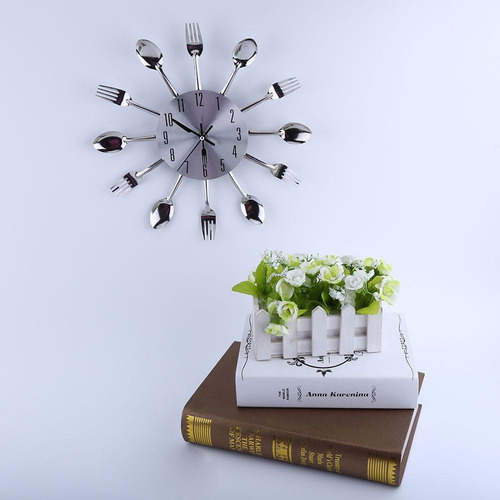 Imagen 5 de 7 de Cubiertos Reloj De Cocina Cuchara Tenedor Reloj De Pared Esp