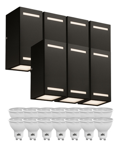 Aplique Pared Exterior Bidireccional Pack X7 +14 Leds 3021 Estructura Tono Frio