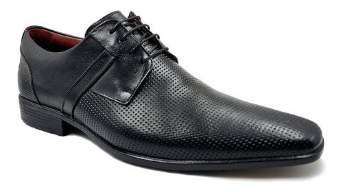 Zapato Formal Hombre De Cuero Negro Con Cordones Levurett