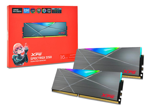 Kit Memória Ram 2x16gb Ddr4 3200mhz Rgb Adata Xpg D50 Cinza