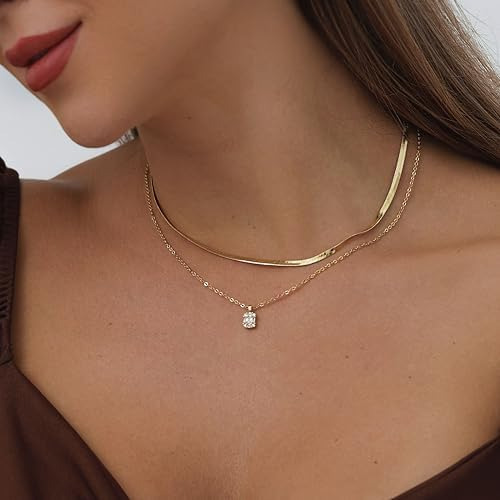 Viromy Collares De Oro Con Diamantes Para Mujer Collar De En