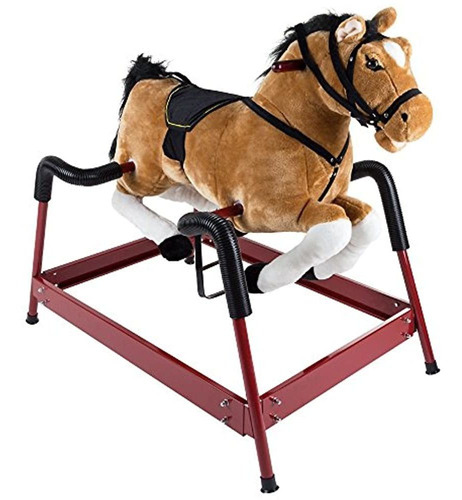 Spring Rocking Horse Plush Ride En Toy Con Estribos Y Sonido