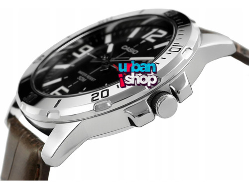 Reloj Casio Hombre Mtp Vd01l 1b Correa Piel Marron Fechador Marrón Plateado Negro