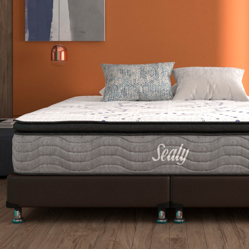 Colchón Sealy King Size Ortopédico Freetz | Con Tecnología Freshsupport Antibacteriana + 2 Almohadas Premium