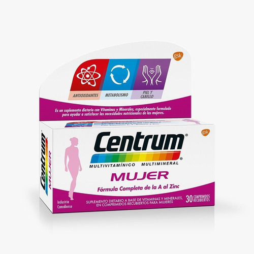 Imagen 2 de 2 de Centrum Mujer Multivitamínico Multimineral Suplemento 30comp