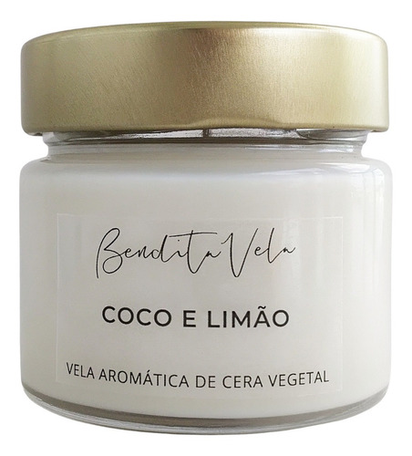 Imagem 2 de 2 de Vela Aromática Vegetal Coco E Limão - Bendita Vela