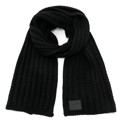 Bufanda Trendy Tejida Relieve Acrílico Suave Y Ligera Negro Liso