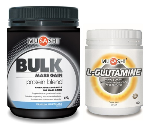 Musashi Bulk Mass Gain Whey Protein 1 Lb Vanilla + Glutamina