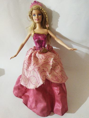 Barbie Vestido Princesa Rosa Largo Brillante 
