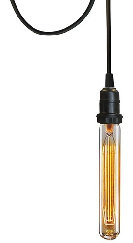 Imagem 8 de 9 de 4x Luminária Pendente Preto 1m Canopla Lâmpada Vintage Retrô