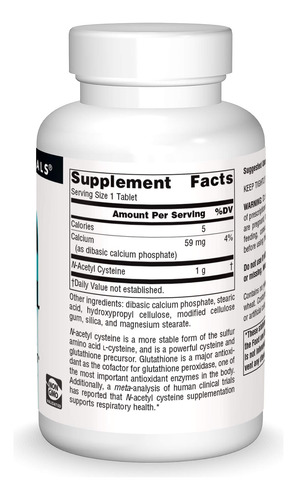 Source Naturals N-acetyl Cysteine, 1000mg, 60 Tabs | N-aceti