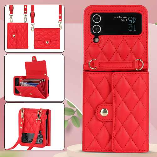 X Funda De Teléfono Tipo Bandolera For Samsung Z Flip 3 4 Con Correa, Lujosa Funda Tipo Cartera For Galaxy Z Flip 5