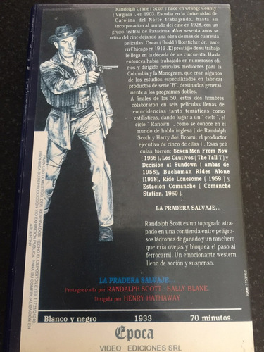 La Pradera Salvaje - Randolph Scott Vhs