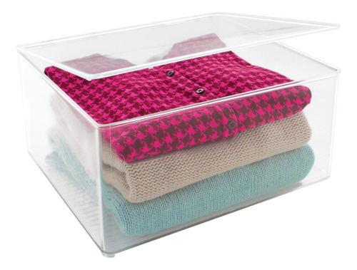 Caja Apilable Para Ropa Con Tapa Closet Binz De Interdesign Color Transparente