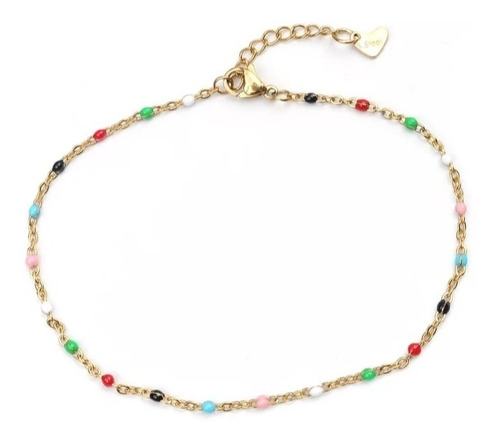 Tobillera Pulsera De Pie Multicolor Bañada En Oro