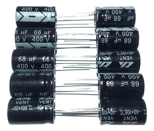 10x Condensadores Electrolíticos Conductores 16x25mm 68uf 1