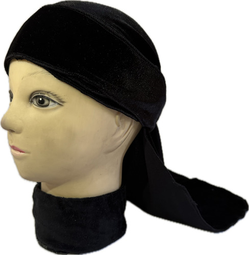 Durag De Terciopelo Azul, Negro Y Blanco