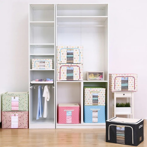 Imagen 7 de 7 de Caja Organizadora Tela Ropa Placard 39x29x20cm Doble Cierre