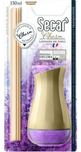 Difusor De Aroma Secar Charm Lavanda 150ml.