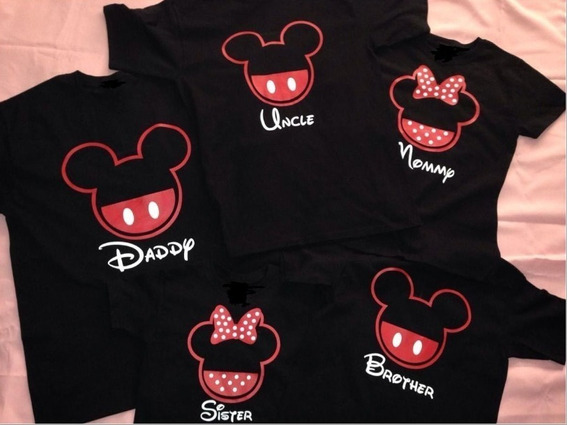 Set De 4 Playeras Personalizadas Para Familia Disney sin intereses