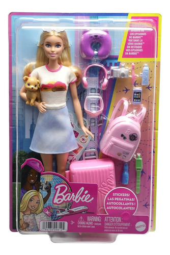 Barbie® Muñeca Set De Viaje Con Cachorro Y Maleta De Trabajo