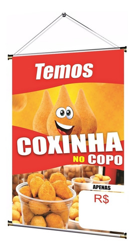 Banner Pronto Temos Coxinha No Copo