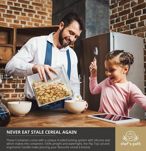 Juego De Recipientes Para Cereales Grande (4l,135.2 Oz), ...