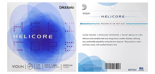 Encordado Daddario H3101/4m Violín 1/4 Helicore Medium Cuota