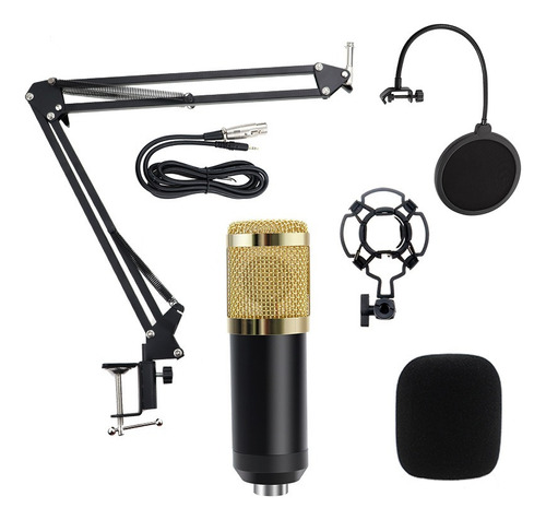 Kit Microfone Bm800 C/ Pop Filter+ Braço Articulado+ Aranha