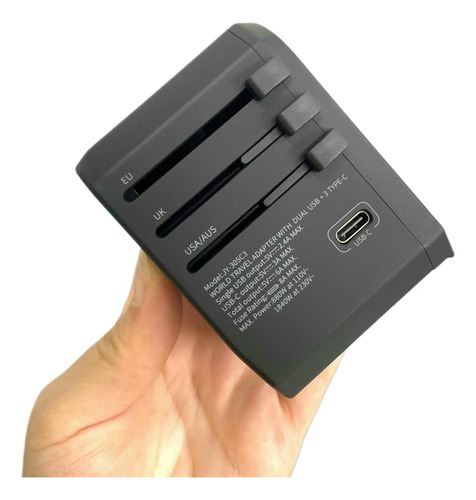 ¡ Adaptador Universal De Viaje 4 En 1 Con 1 Tipo C Y 3 Usb