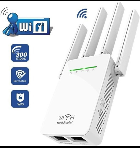 Repetidor Amplificador Señal Wifi 4antenas Rompemuros 2,4ghz