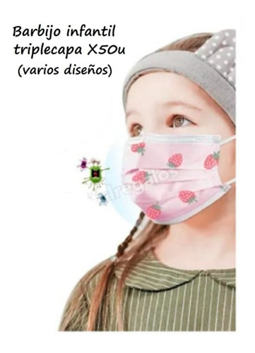 Barbijos Mascarilla Descartables Niños Infantil X50 Unidades