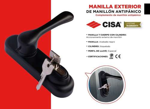 Manilla Para Puerta Exterior De Alumino Fast Push Cisa