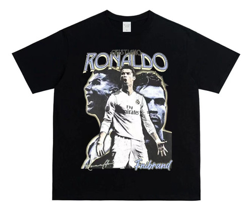 Playera Negro Oversized Cr7 Manga Corta Fútbol Hombre