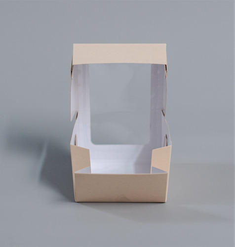 Imagen 4 de 4 de Caja 1 Pieza Baja Visor 10x10x7cm (x50u) Torta Mini Pvc 198