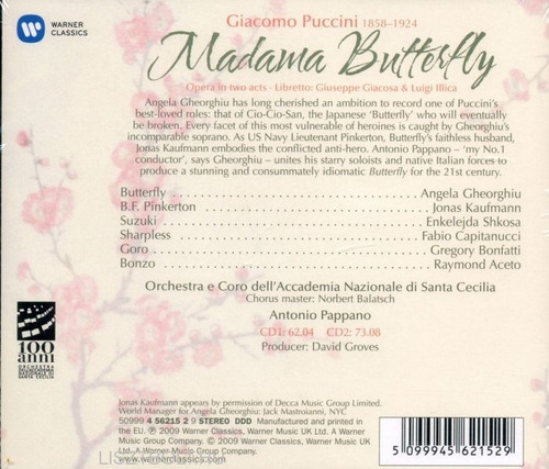 Puccini: Madama Butterfly - Gheorghiu Kaufmann Papano - 3 Cd