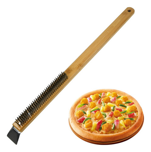 Pa Raspador De Pizza Con Mango De Madera Y Cerdas De Acero