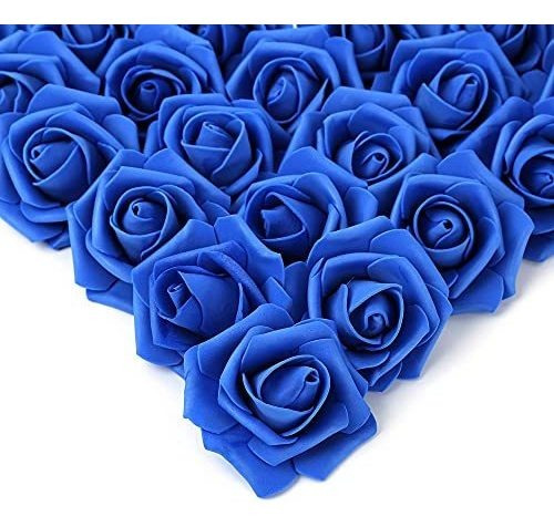 Rosas Artificiales Realistas 7cm Azul X 100u