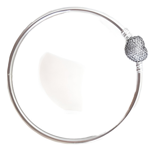 Bracelete Prata 925 Fecho Coração Com Pedra